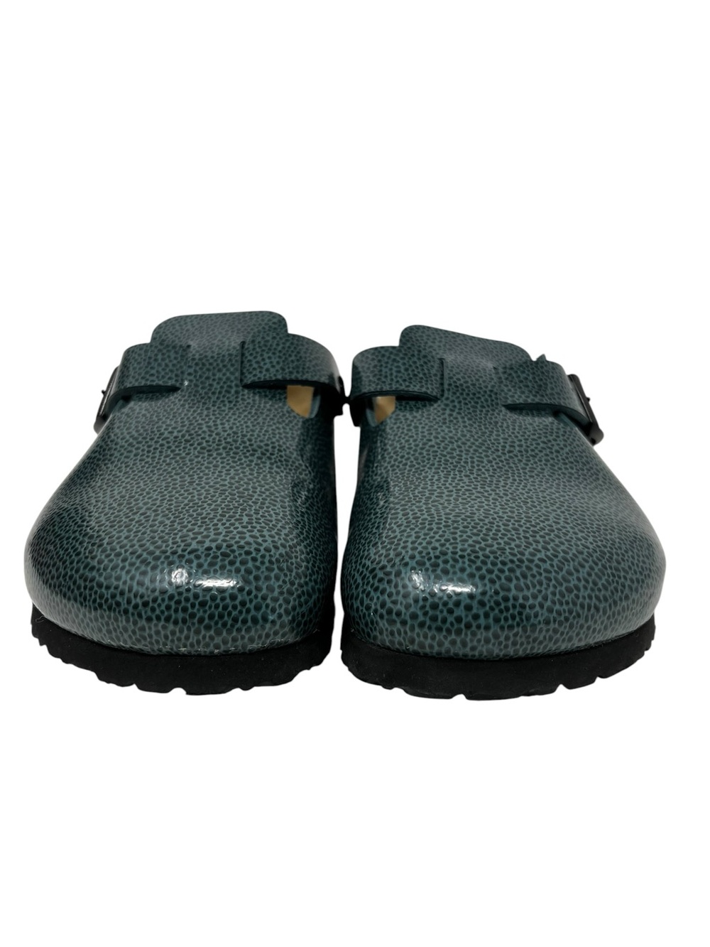 Birkenstock Teal Textured Slip-On Clog with Black Buckle Birkis - Picture 4 of 9